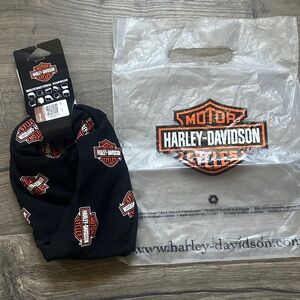 Harley-Davidson Black and Orange Logo Bandana